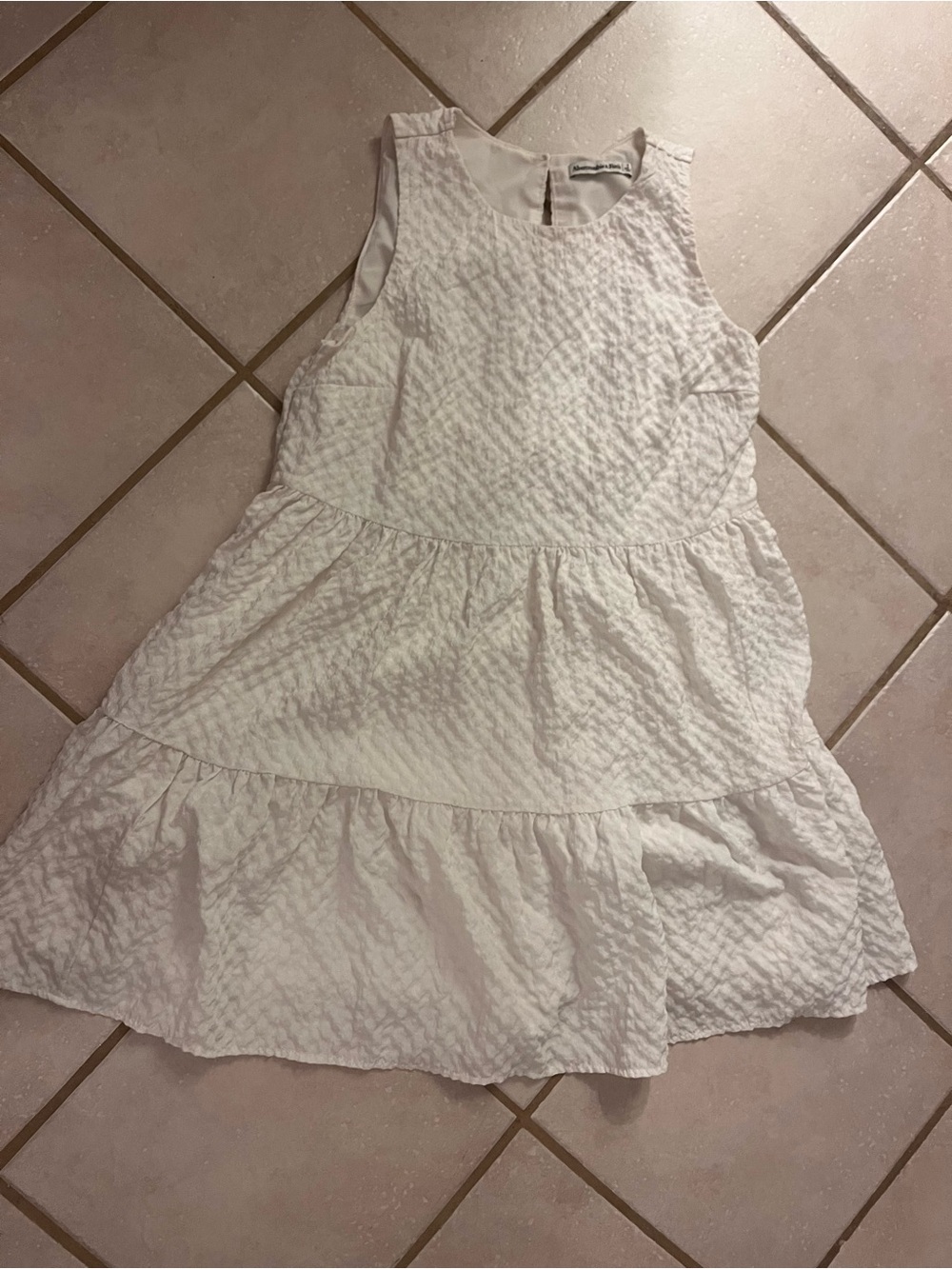 Abercrombie & Fitch White Sleeveless Tiered Dress